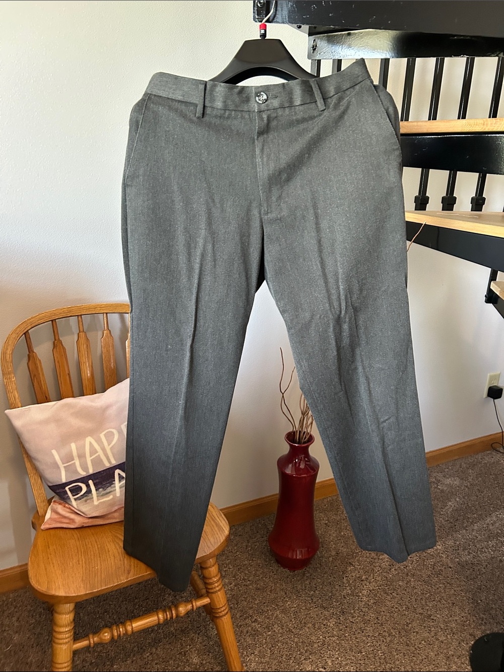 Dockers Men's Dark Gray Dress Pants - Classic Straight Leg
